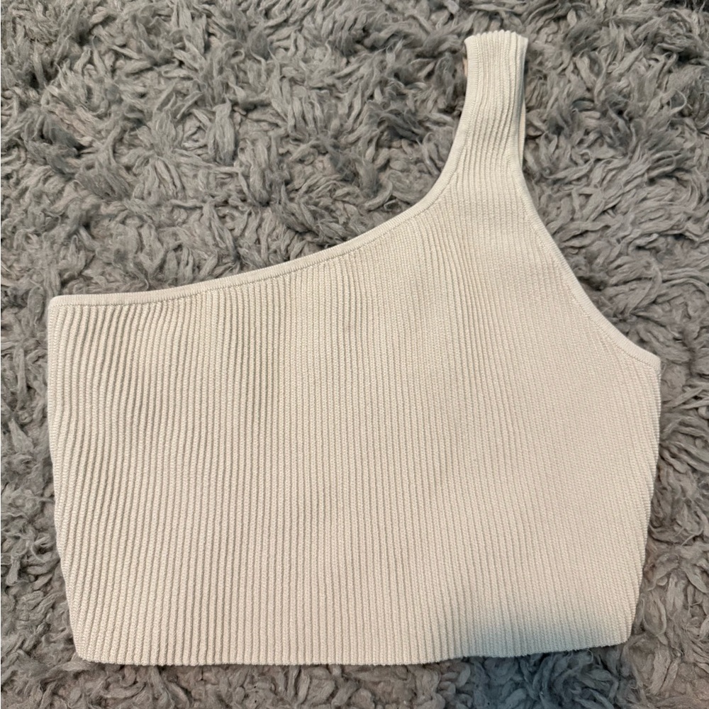 One-Shoulder Ribbed Aritzia White Top